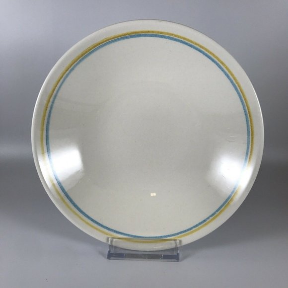USA Stamped MCM Blue Yellow Stripe Soup Cereal Bowl Vintage - Picture 1 of 6